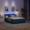 vidaXL LED Box Spring Bed met matras Donkerblauw 140 x 190 cm Fluweel