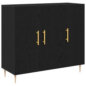 vidaXL Dressoir Zwart Eiken 90 x 34 x 80 cm Bewerkt hout