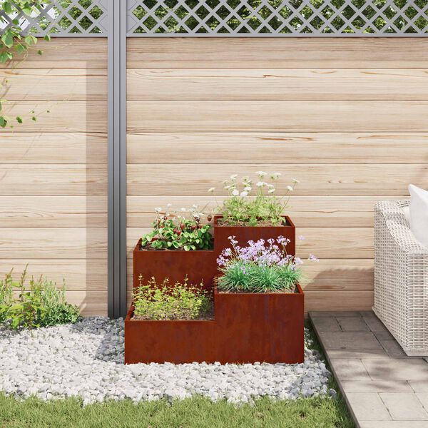 vidaXL Tuin Bloempot Roestig 80 x 80 x 60 cm Cortenstaal