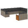 vidaXL 12-delige Loungeset met kussens poly rattan grijs