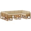 vidaXL Buiten bankenset 10 pcs Natuurlijk en Beige Massief Acaciahout