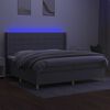vidaXL Boxspring met matras en LED stof lichtgrijs 200x200 cm