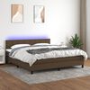 vidaXL Boxspring met matras en LED stof donkerbruin 160x200 cm