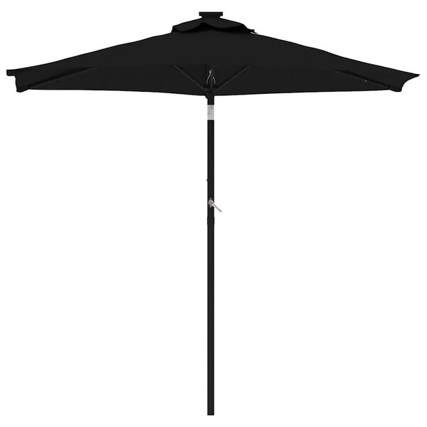 vidaXL Parasol met LED's en stalen paal 225x225x212 cm zwart