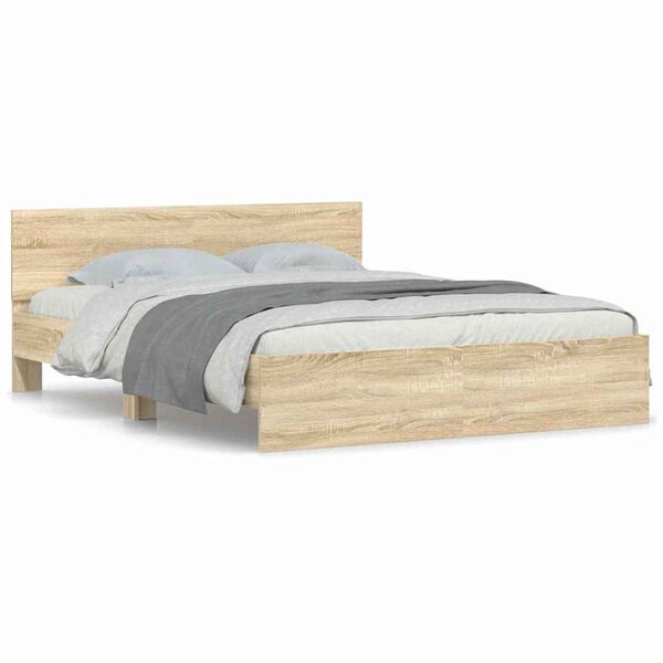 vidaXL Bedframe met hoofdeinde Sonoma 152 x 203 cm Bewerkt hout