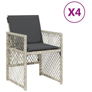 vidaXL Tuinstoelen 4 st met kussens poly rattan lichtgrijs