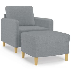 vidaXL Fauteuil met voetenbank 60 cm stof lichtgrijs