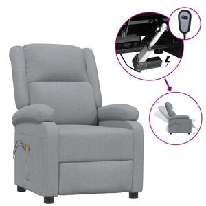 vidaXL Massagestoel elektrisch stof lichtgrijs