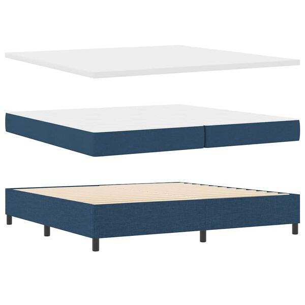 vidaXL Boxspringbed met matras met hoofdeinde Blauw 200 x 200 cm Stof