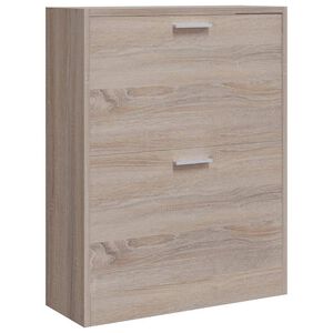 vidaXL Schoenenkast met 2 vakken eiken-look hout