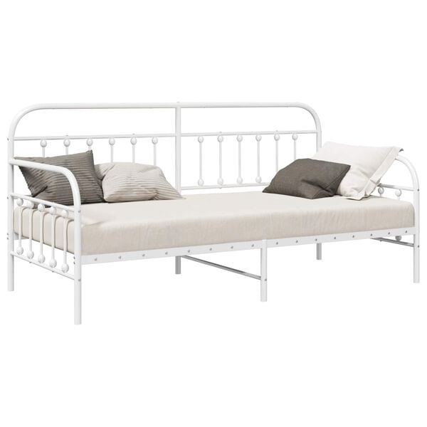 vidaXL Bedframe voor een daybed Wit 90 x 190 cm Gepoedercoat staal