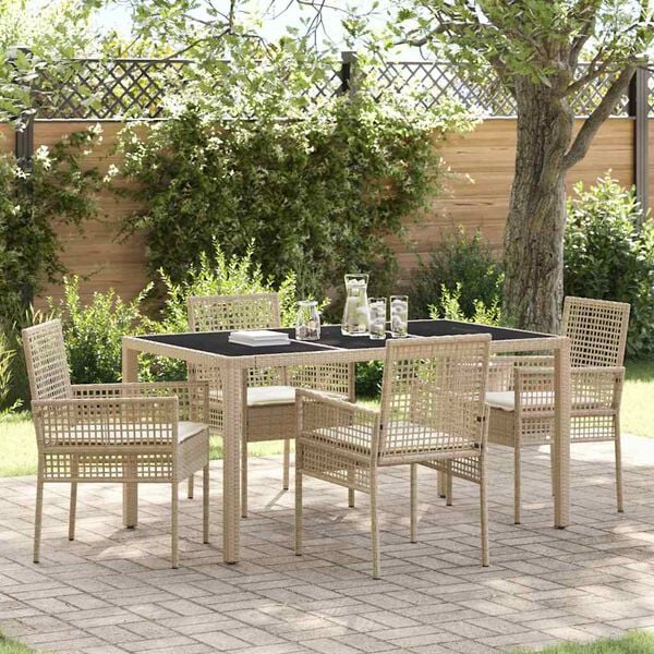 vidaXL Tuin eettafelset 5 pcs Beige poly rattan