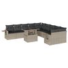 vidaXL 11-delige Loungeset met kussens poly rattan lichtgrijs