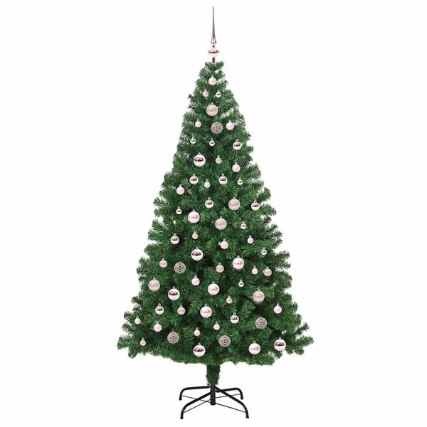 vidaXL Kunstkerstboom Groen 210 cm PVC en Staal en Kunststof