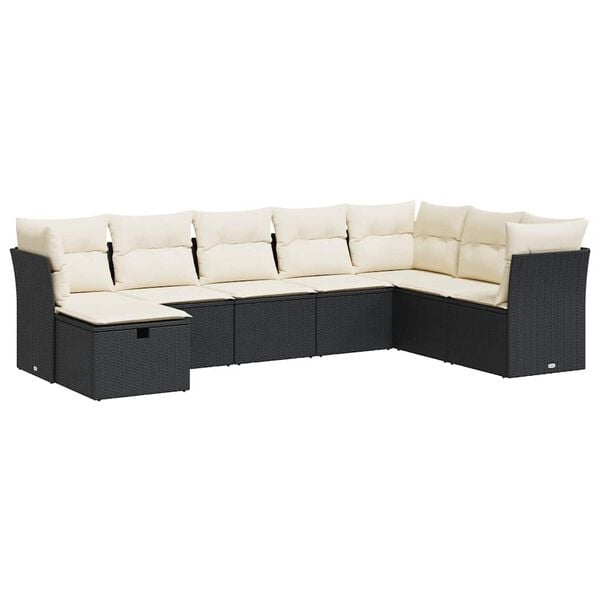 vidaXL 8-delige Loungeset met kussens poly rattan zwart