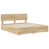 vidaXL Bedframe met hoofdeinde Sonoma Eiken 200 x 200 cm Bewerkt hout