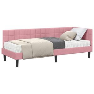 vidaXL Hoekbedframe met Matras 2 st Roze 80 x 200 cm Fluweel