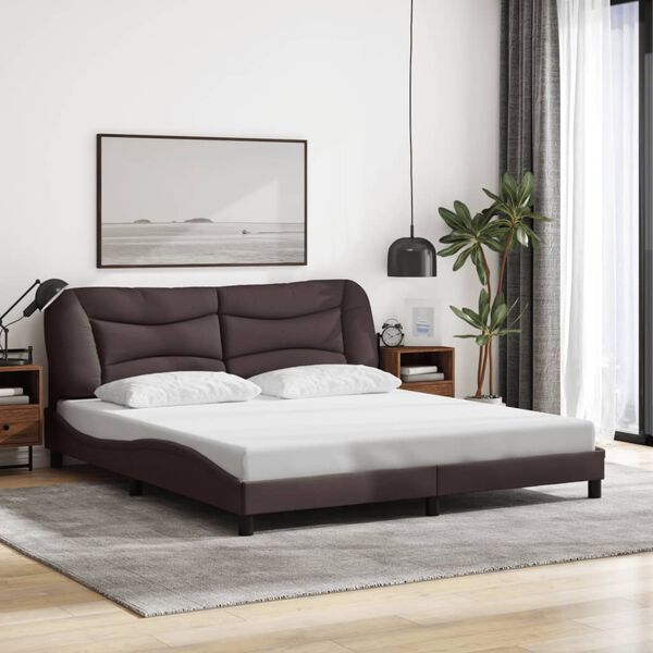 vidaXL Bedframe zonder matras "Hvar" stof donkerbruin 180x200 cm