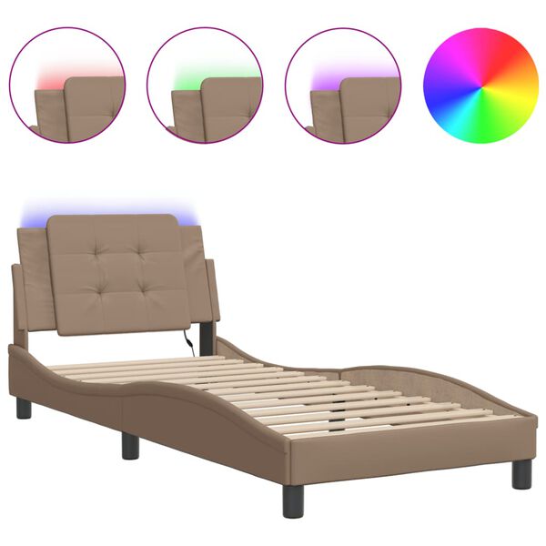 vidaXL Bedframe met LED zonder matras "Zadar" cappuccino 80x200 cm