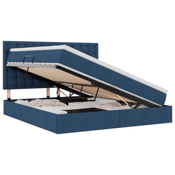 vidaXL Opslag bed met matras met opslag Blauw 160 x 200 cm Nep Leer