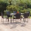 vidaXL 7-delige Tuinset poly rattan zwart