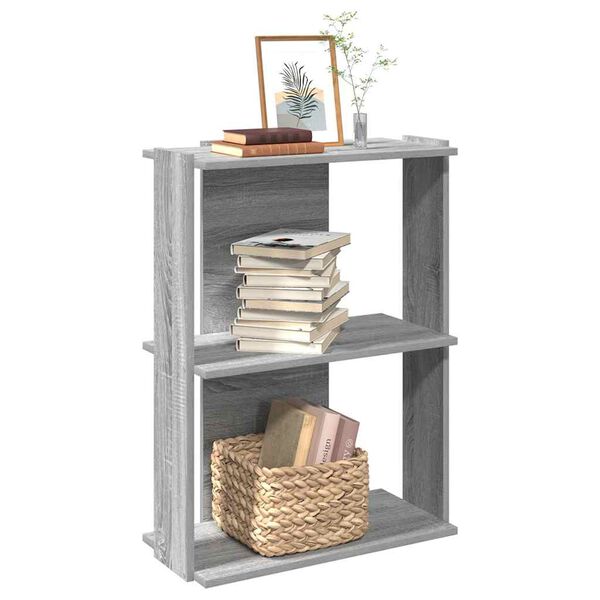 vidaXL Boekenkast 3-laags 60x30x80 cm bewerkt hout grijs sonoma eiken