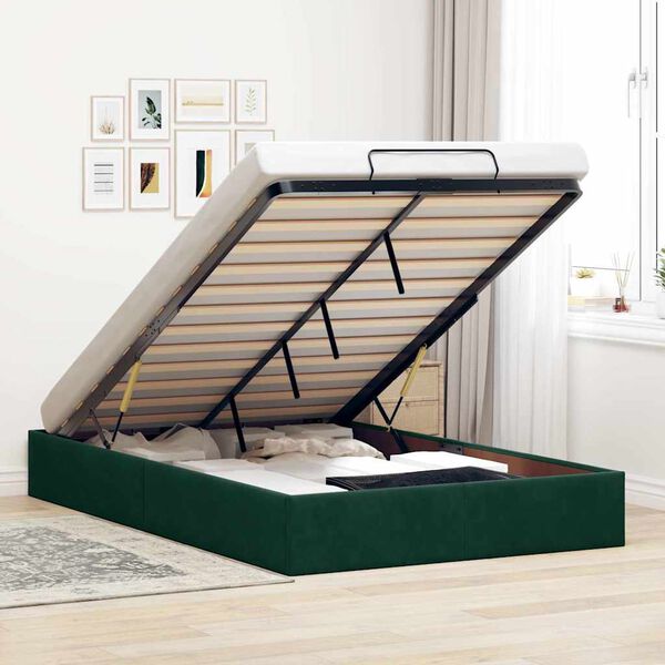 vidaXL Bedframe zonder matras 120x190 cm fluweel donkergroen