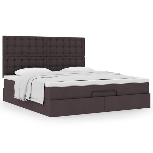 vidaXL Ottoman bed met matras 160x200cm stof donkerbruin