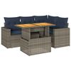 vidaXL 5-delige Loungeset met kussens poly rattan grijs