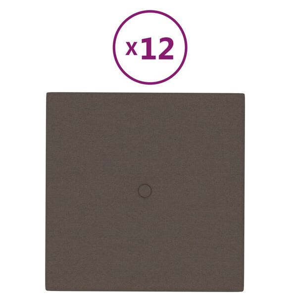 vidaXL Wandpanelen 12 st 1,08 m&sup2; 30x30 cm stof taupe