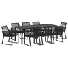 vidaXL Tuin eettafelset 9 pcs Zwart Gepoedercoat staal