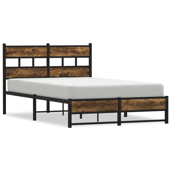 vidaXL Bedframe zonder matras metaal gerookt eikenkleurig 120x190 cm