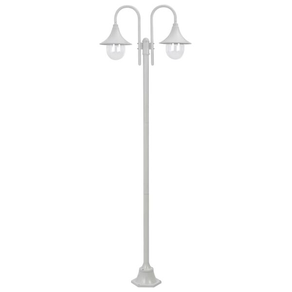 vidaXL Paalverlichting tuin E27 220 cm aluminium wit 2-delig