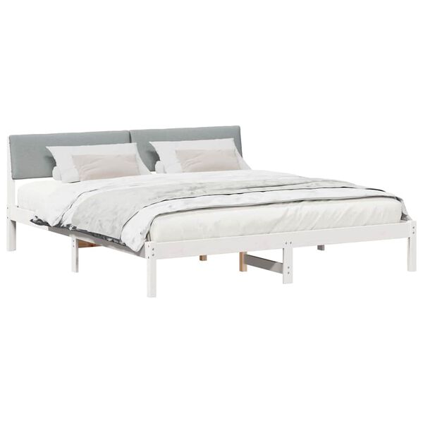 vidaXL Bedframe Wit en lichtgrijs 180 x 200 cm Massief grenenhout