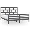 vidaXL Bedframe massief hout grijs 180x200 cm