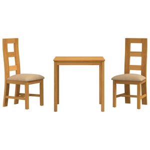 vidaXL Eetkamerset 3 st Beige Massief Eikenhout