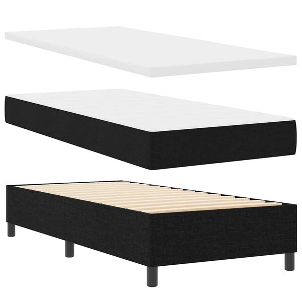 vidaXL Boxspringbed met matras met hoofdeinde Zwart 100 x 200 cm Stof