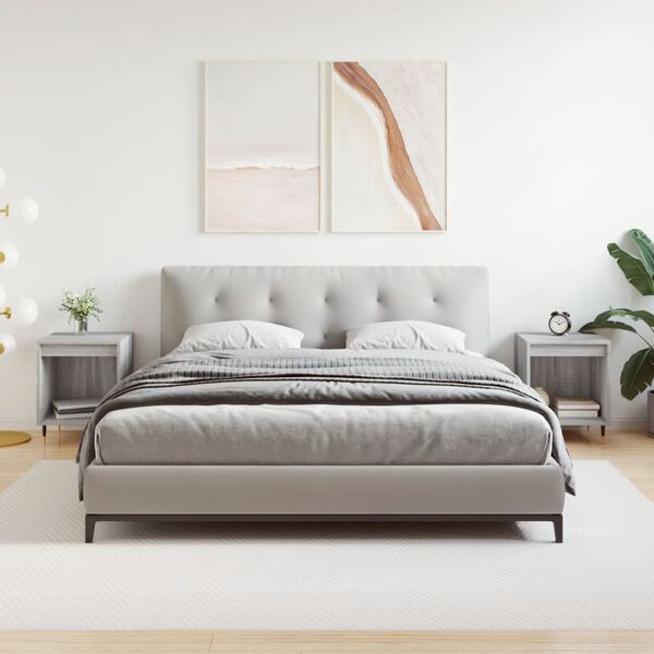 vidaXL Nachtkastjes 2 st 40x35x50 cm bewerkt hout grijs sonoma eiken