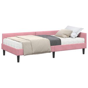 vidaXL Hoekbedframe met Matras 2 st Roze 80 x 200 cm Fluweel