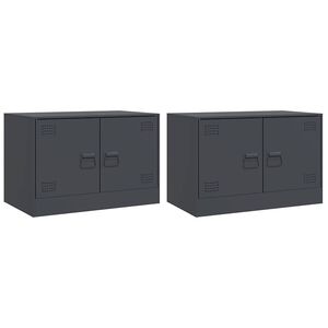 vidaXL Tv-meubelen 2 st 67x39x44 cm staal antracietkleurig
