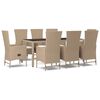 vidaXL 9-delige Tuinset met kussens poly rattan beige