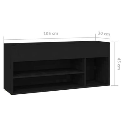 vidaXL Schoenenbank 105x30x45 cm spaanplaat zwart