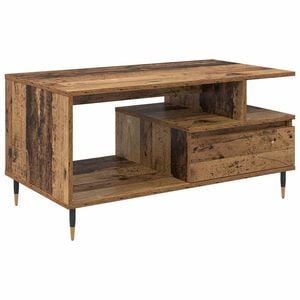 vidaXL Salontafel met lade Oudhout 90 x 49 x 45 cm Bewerkt hout