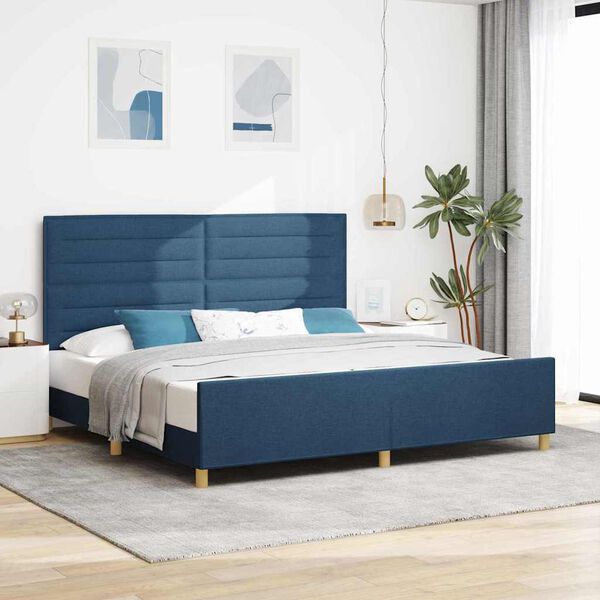vidaXL Bedframe met hoofdeinde Blauw 200 x 200 cm Stof