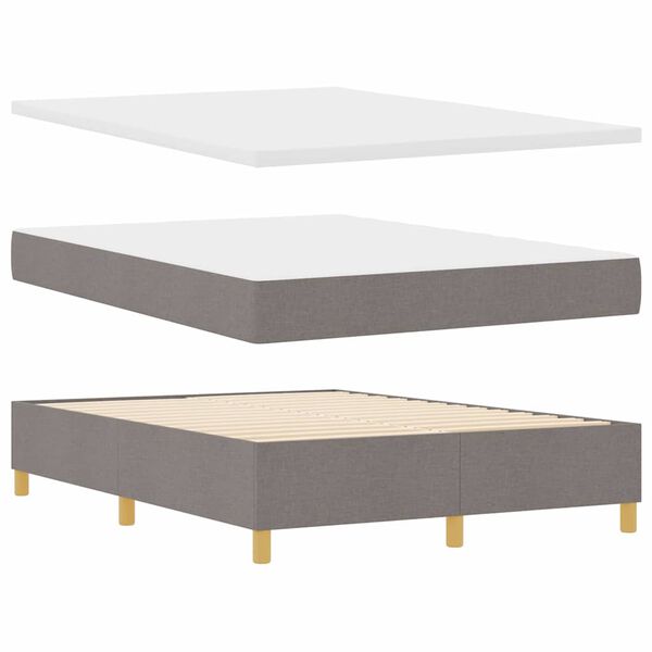 vidaXL Boxspring bed met matras met hoofdeinde Taupe 140 x 190 cm Stof