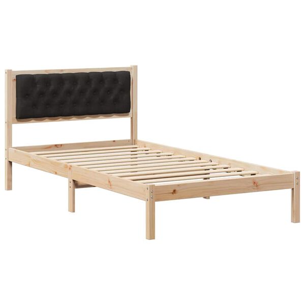 vidaXL Bedframe met hoofdeinde Zwart 100 x 200 cm Massief grenenhout