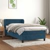 vidaXL Boxspring met matras fluweel donkerblauw 90x190 cm