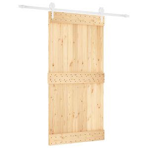 vidaXL Schuifdeur Natuurlijk en Wit 100 x 210 cm Massief Grenenhout