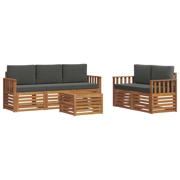 vidaXL Sofa-Sets 6 pcs Natuurlijk en Antraciet Massief Acaciahout