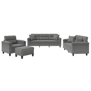 vidaXL 4-delige Loungeset met kussens microvezelstof donkergrijs